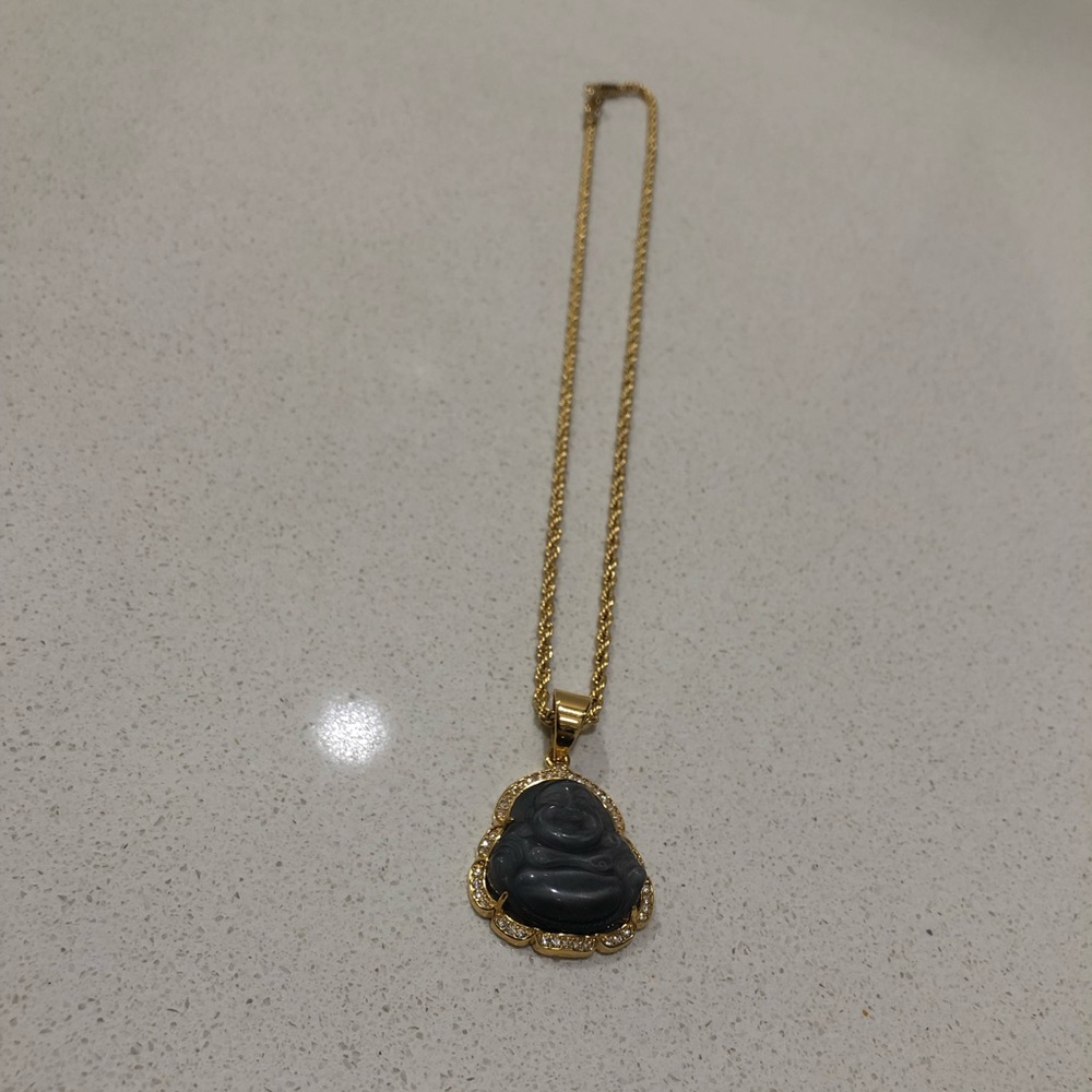 Smile Buddha Pendant With Rope Chain - Picture 2 of 5